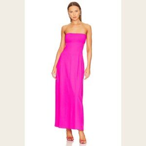 Susana Monaco Women's Vibrant Pink Open Back Tube Maxi Dress Size Large Neon